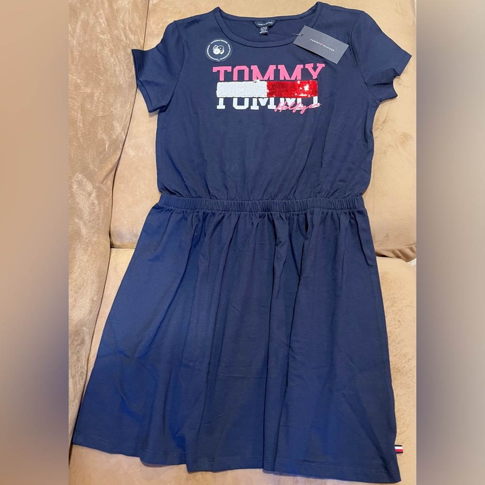 Tommy Hilfiger Navy Girl Size Large (12-14) Dress with Sequins